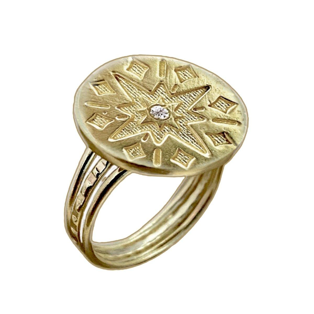 Laihas Prestige Boho Galaxy Gold Signet Ring with Genuine Topaz Stone - Elegant Bohemian Jewelry for Women, Perfect for Parties, Weddings & Everyday Wear