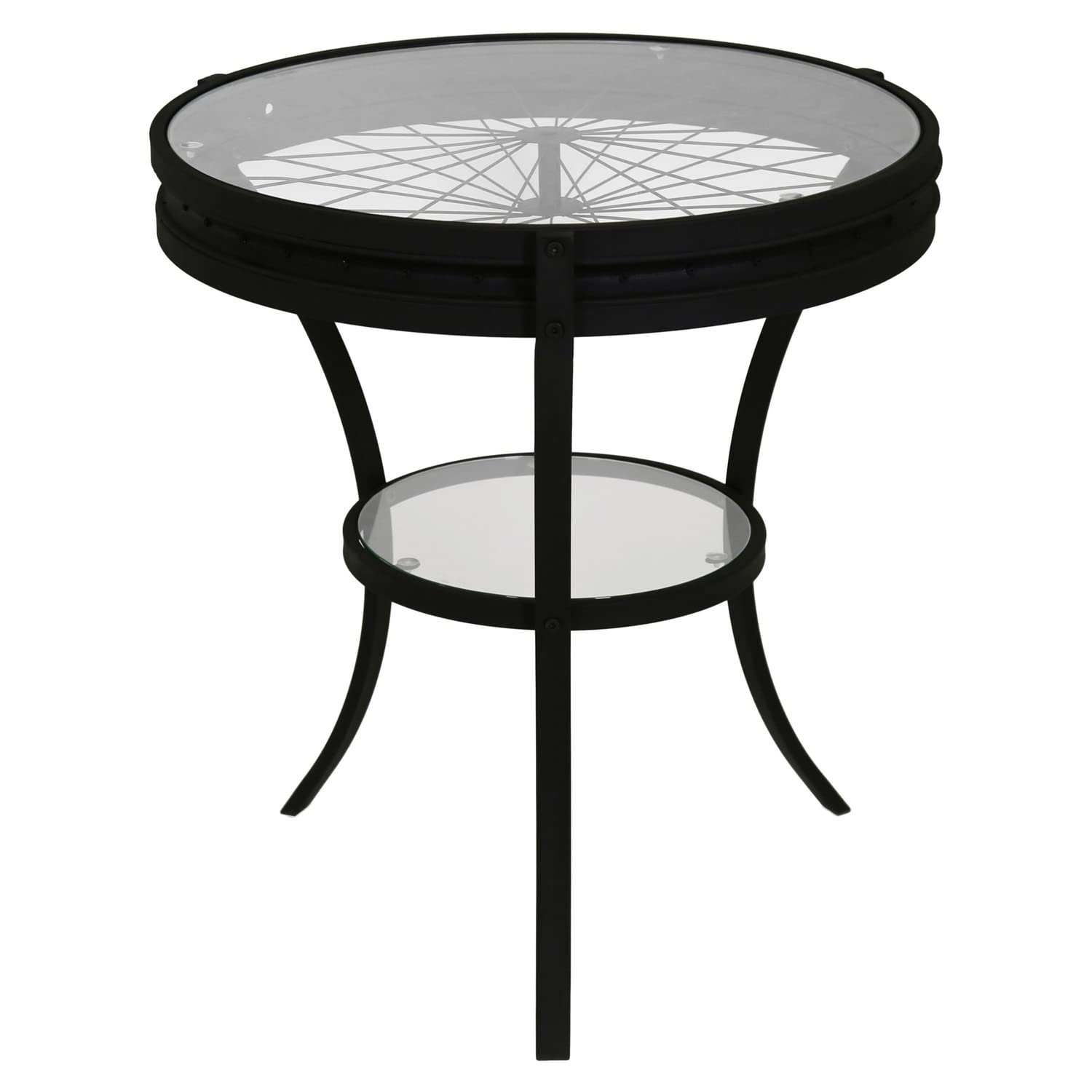 Monarch Specialties 20-Inch Hammered Black Accent Table with Tempered Glass Top - Perfect for Living Room, Bedroom, or Office Decor