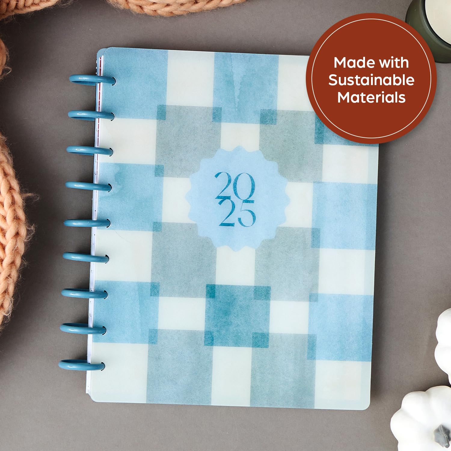 Happy Planner Sustainable Disc-Bound 12-Month Planner 2025 - Daily, Weekly & Monthly Layout, Classic Size (7
