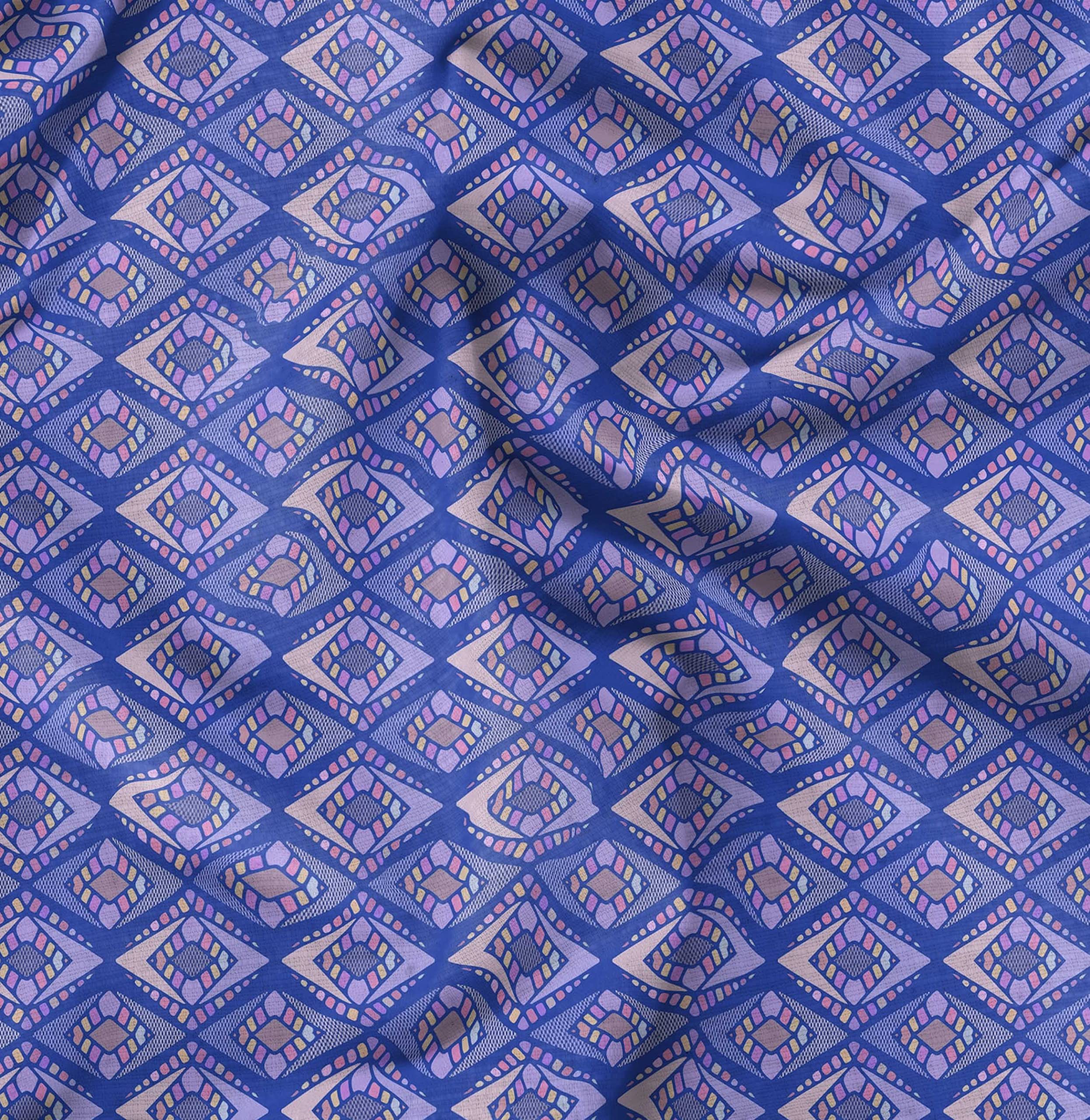Soimoi Moss Georgette Blue Fabric by The Yard - 42
