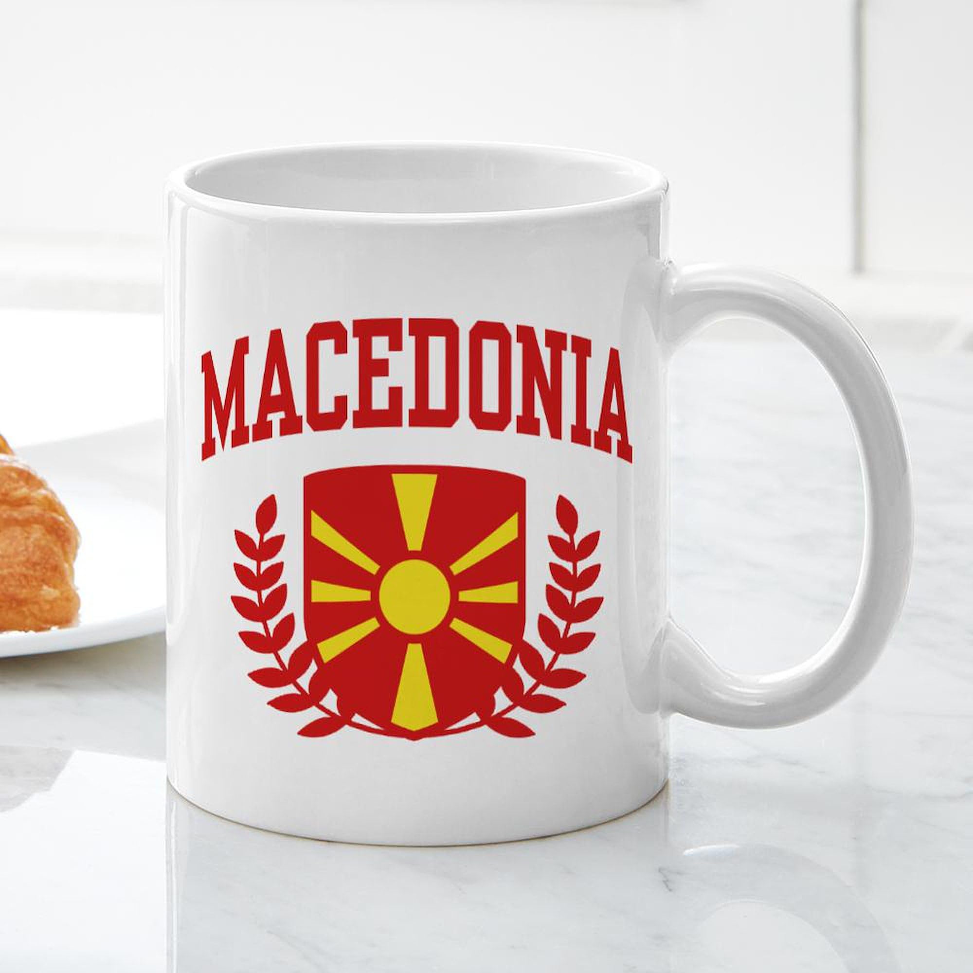 Macedonia Ceramic Coffee Mug 11 oz (325 ml) - Durable & Stylish Cup for Hot & Cold Beverages - Perfect for Home, Office, or Gifts