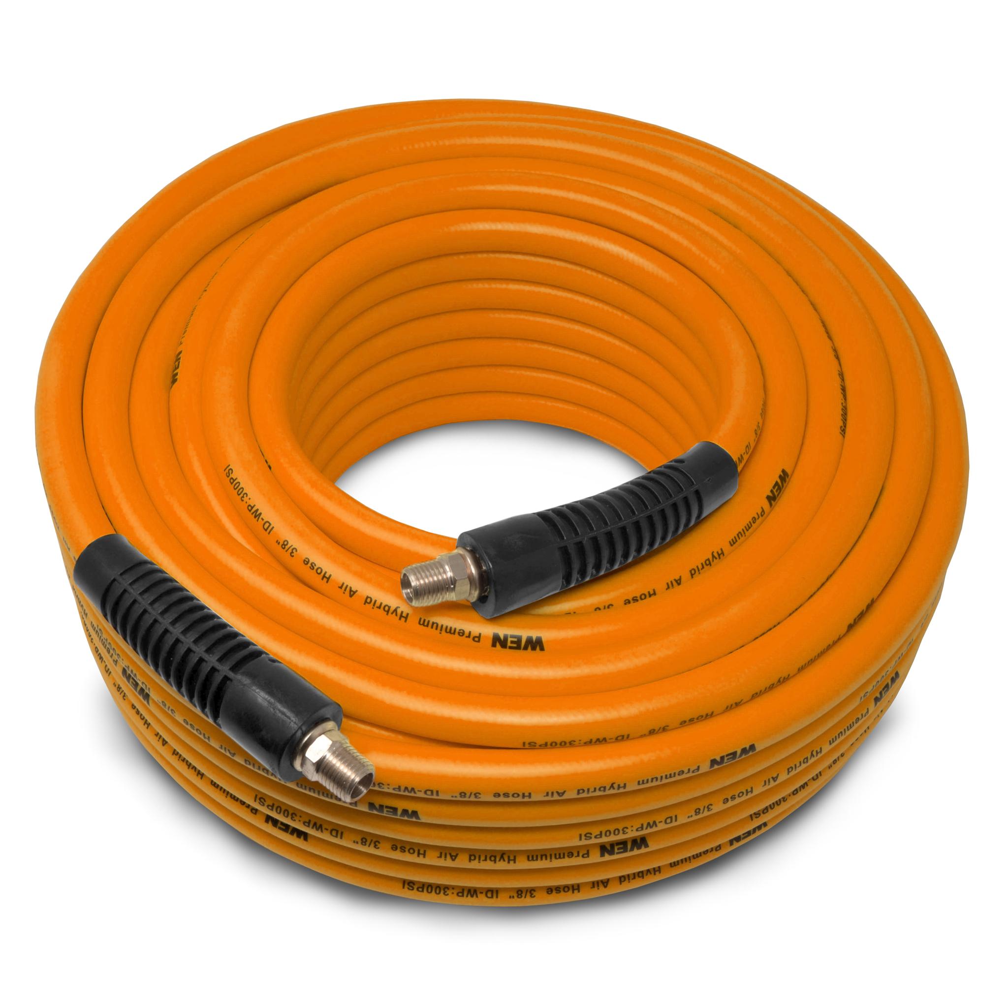 WEN AH3800 100ft 3/8 Inch 300 PSI Hybrid Polymer Air Hose - Heavy Duty Pneumatic Hose for Air Compressors, Nail Guns, and Power Tools