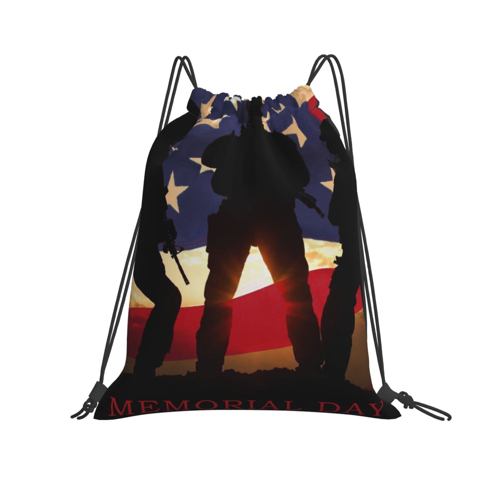 American Soldiers Memorial Day Drawstring Backpack - Waterproof Unisex Gym Sports Travel Bag for Yoga, Shopping & Outdoor Activities | Lightweight & Durable String Sack for Daily Use
