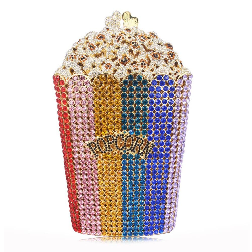 Luxury Rhinestone Clutch Purse for Women - Sparkling Crystal Evening Bag with Diamond Accents for Parties, Weddings & Formal Events | Elegant Popcorn Design Handbag for Prom, Gala & Special Occasions
