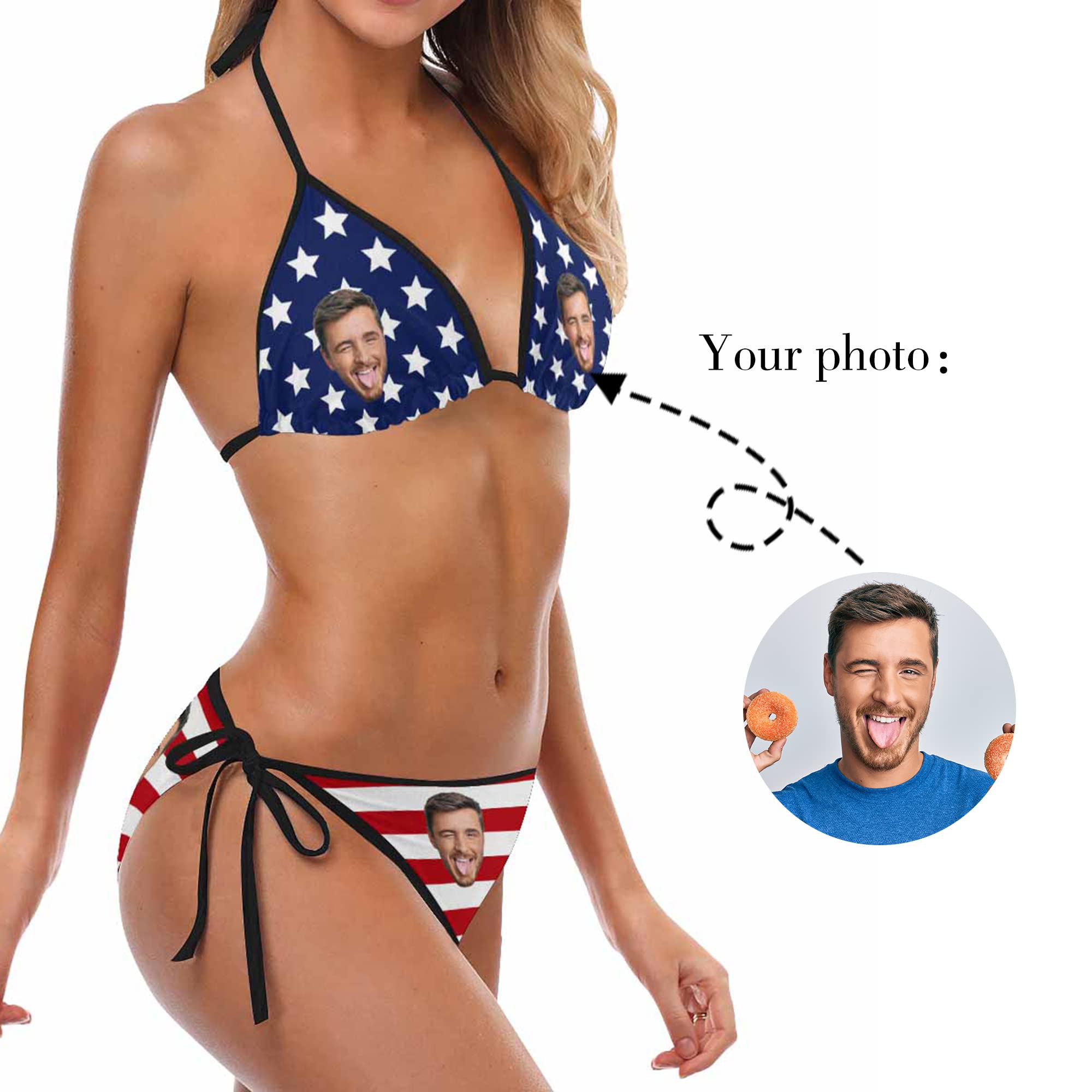 Custom Printed Men's Faces Two-Piece Bikini Set for Women - Funny Couple Swimwear for Beach Vacation, Pool Party & Summer Surfing | Perfect Gift for Girlfriend, Wife or Best Friend