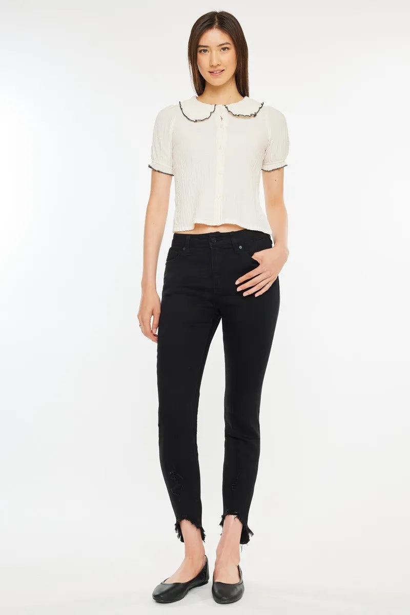 Kancan High Rise Black Ankle Skinny Jeans for Women - Stretchy Slim Fit Denim Pants, Perfect for Casual Outfits, Date Night & Everyday Wear