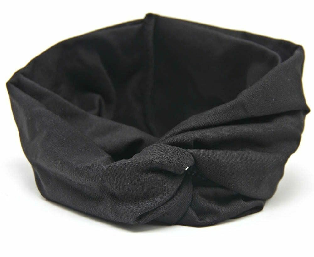 Salon Ultimate Twisted Headbands for Women - Wide Elastic Knotted Turban Hair Bands for Girls & Women | Soft Fabric Fashion Hair Accessories (Black) | Perfect for Yoga, Workouts, and Everyday Styling