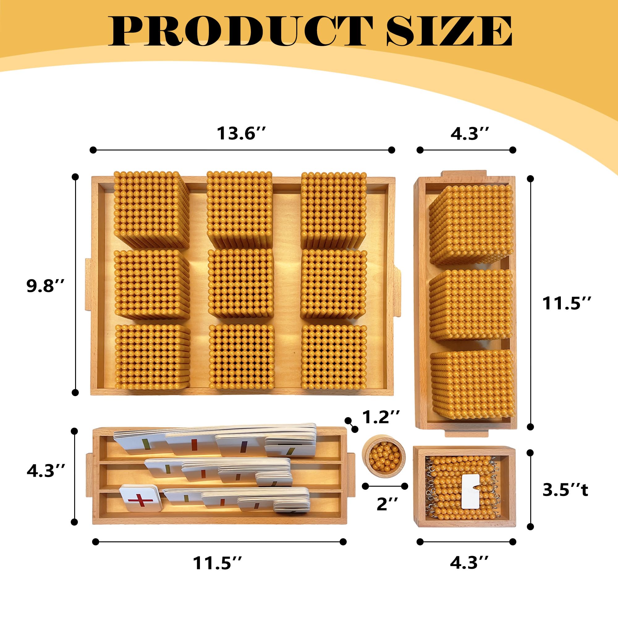 Golden Beads Montessori Math Toys - Counting & Number Learning Manipulatives for Preschool Kids - Perfect for Homeschooling, Classroom Activities & Early Childhood Education