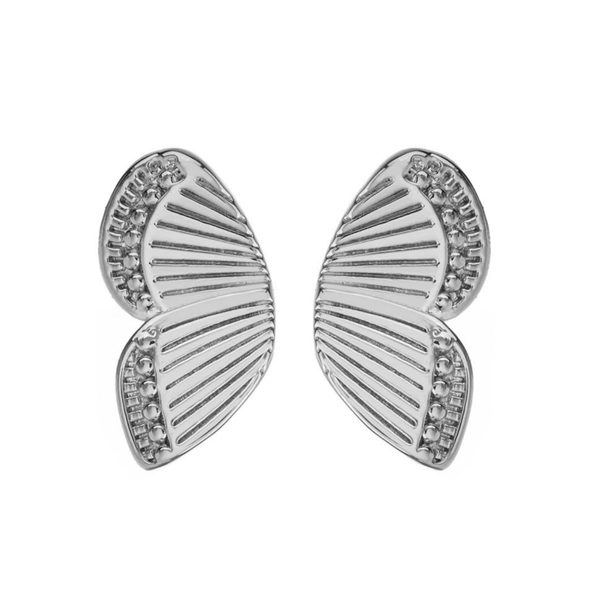 14K Gold Plated Butterfly Wings Stud Earrings for Women - Minimalist Lightweight Cartilage Earrings in Silver & Rose Gold - Dainty Hypoallergenic Ear Jewelry for Everyday Wear, Date Night & Gifts