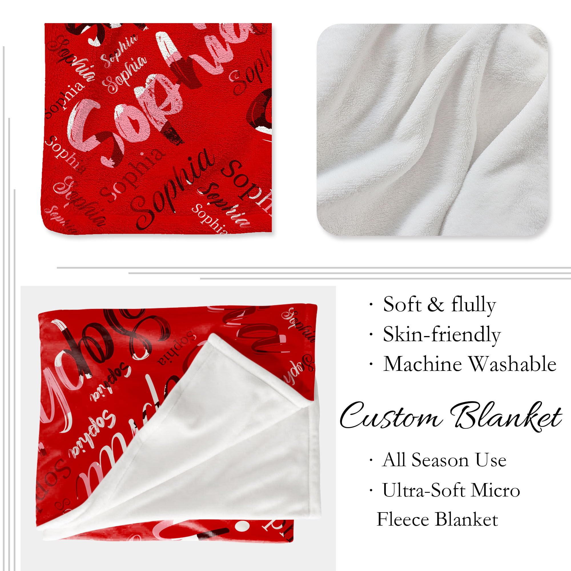 Custom Baby Blanket with Name - Personalized Throw Blankets for Girls, Boys & Newborns | Soft Baby Gift for Birthday, Christmas & Nursery | Perfect for Cuddling, Swaddling & Photo Props