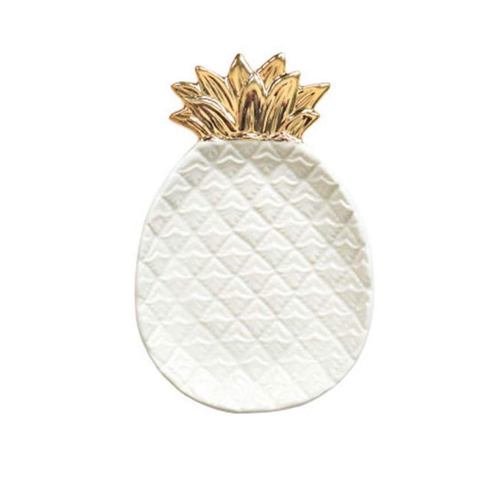 LAIQIAN Decorative Pineapple Ceramic Tray - White Jewelry Key Storage Dish for Home Decor, Dry Fruit, Snacks & Desserts | Perfect for Coffee Table, Bedroom Vanity & Kitchen Countertop Organization
