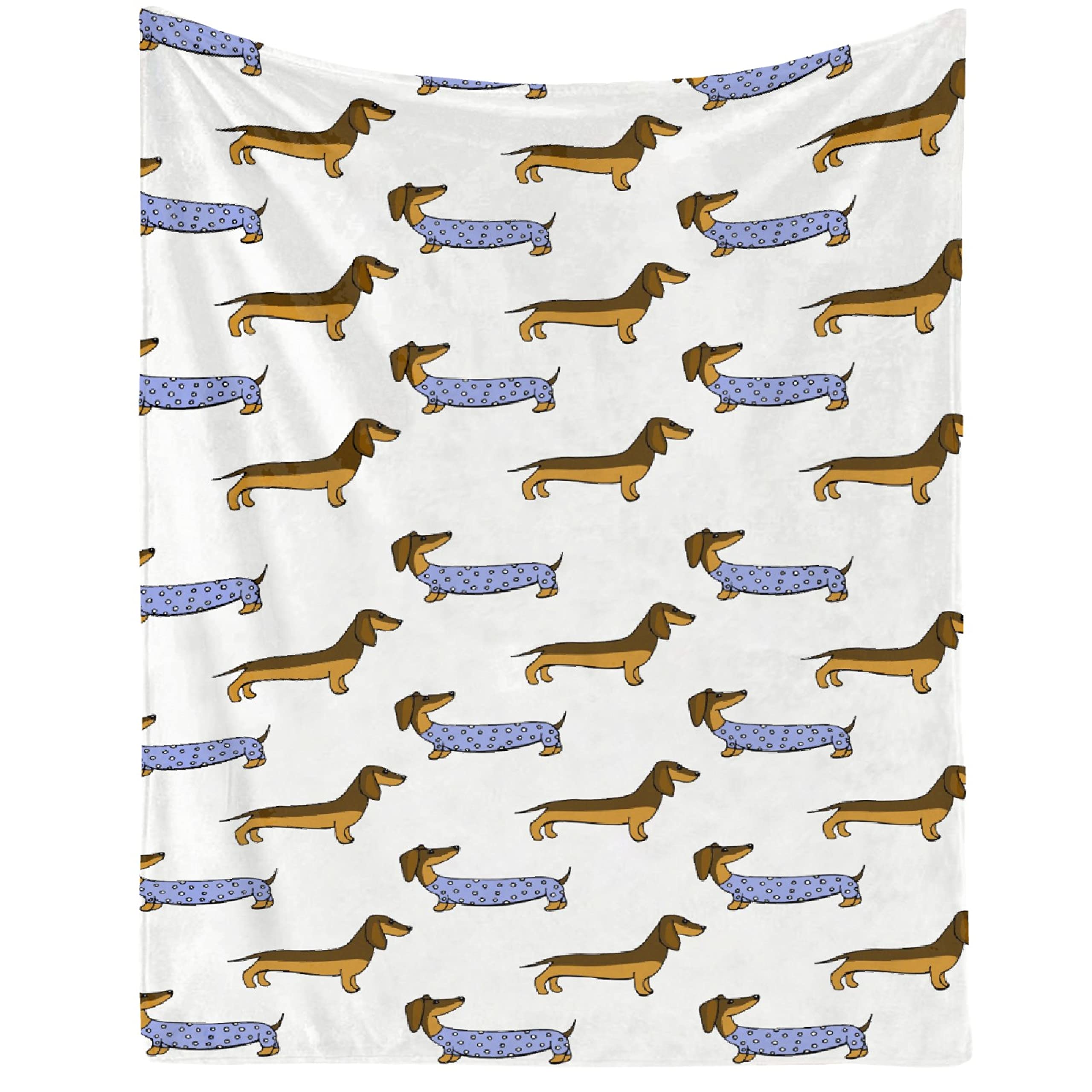 Cute Dachshund Dog Hug Blanket - Super Soft Flannel Wool Throw for Pets 40