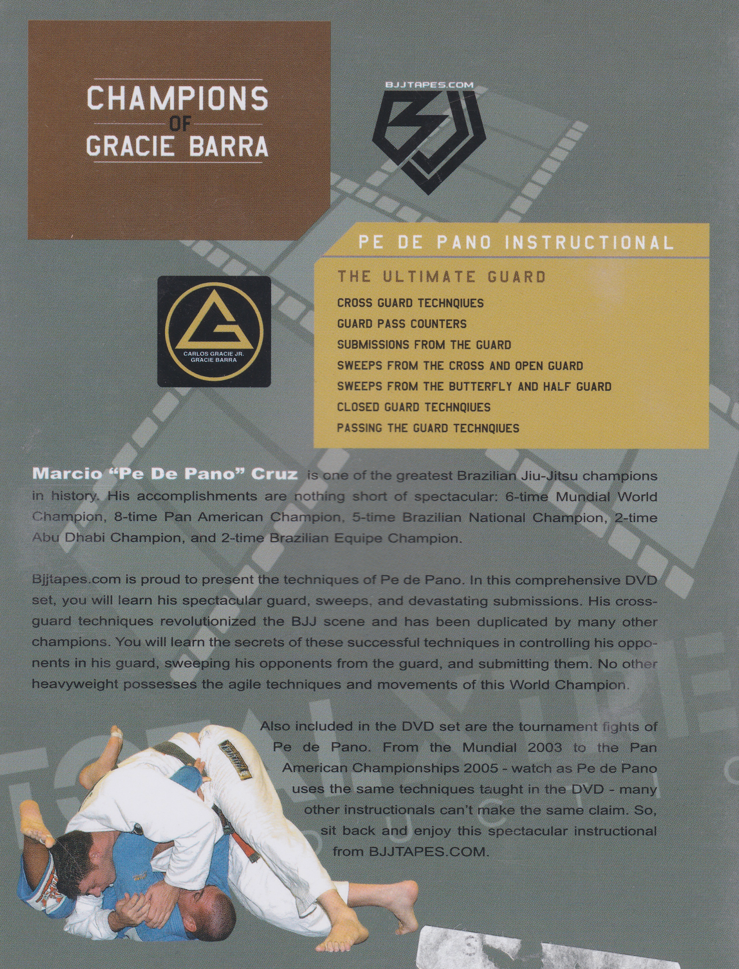 Champions of Gracie Barra: Marcio 'Pe De Pano' Cruz 2-DVD Set (Used) - Brazilian Jiu-Jitsu Training & MMA Techniques for Self-Defense & Competition