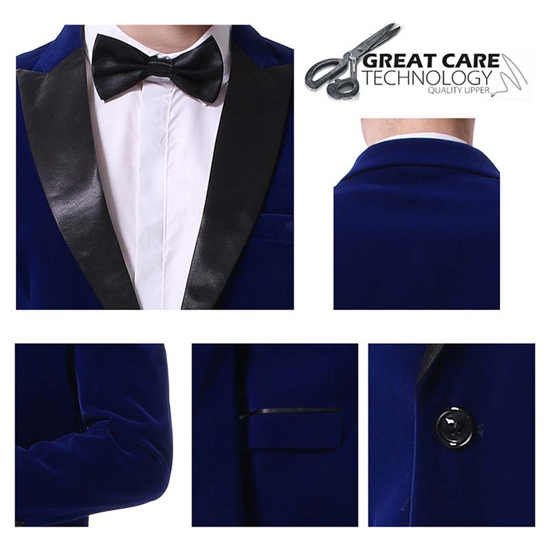 Blue Velvet Fashion Blazer Pleuche Tuxedo Jacket for Women - Elegant Formal Wear for Weddings, Parties & Evening Events