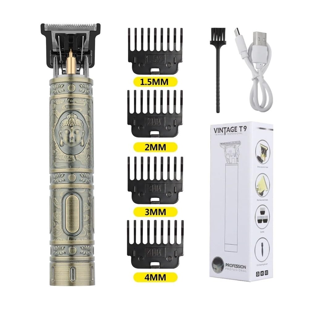 Professional T9 Electric Razor for Men - Original Hairdresser Set with Coat Trimmer & Lence Haircut Razor (Bronze) - Perfect for Home Barbering, Beard Trimming & Grooming Kits