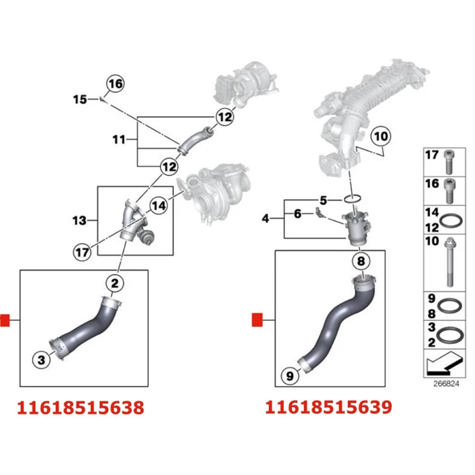 Zhongyu 11618515639 Turbocharger Intercooler Pipe & Air Intake Hose - Compatible with BMW X5 F15 25D/25DX - High Performance Engine Cooling System for Off-Road & Daily Driving