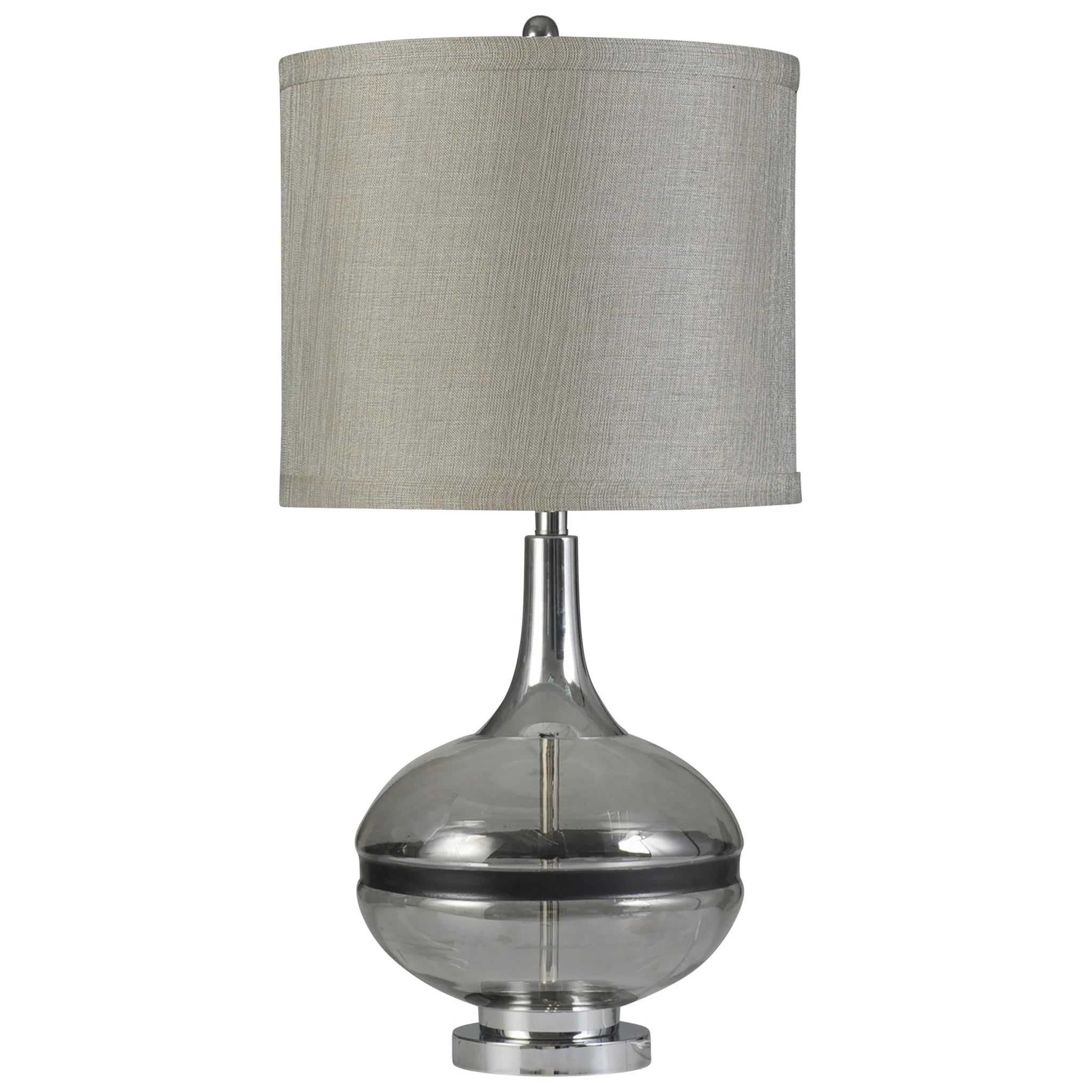 Elyse Smoke Table Lamp - Modern Glass Bedside Light for Living Room, Bedroom & Office Decor
