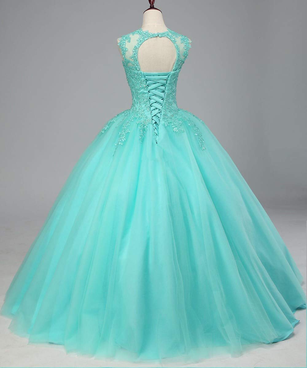 Elegant White Princess Lace Quinceanera Dress - Long Tulle Ball Gown for Girls Size 10 | Perfect for Sweet 16, Prom, and Formal Parties
