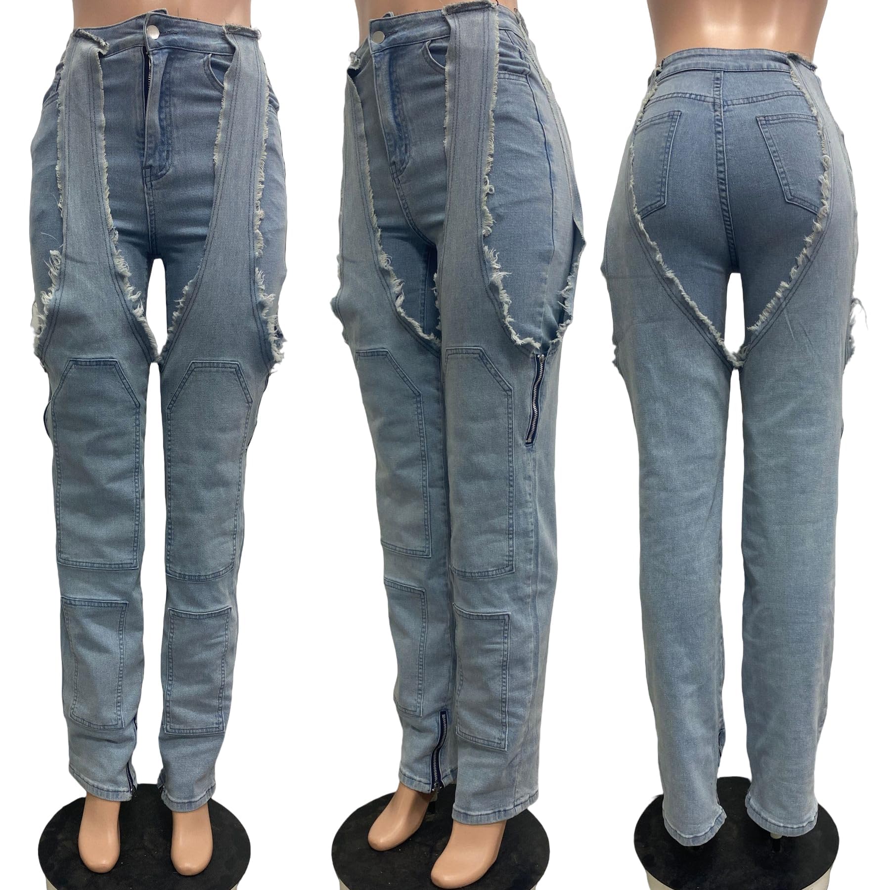 YOOTIKO Women's Baggy Jeans - Y2K High Waisted Wide Leg Boyfriend Jeans with Patchwork & Ripped Details | Streetwear Fashion for Casual Outfits, Parties & Everyday Wear