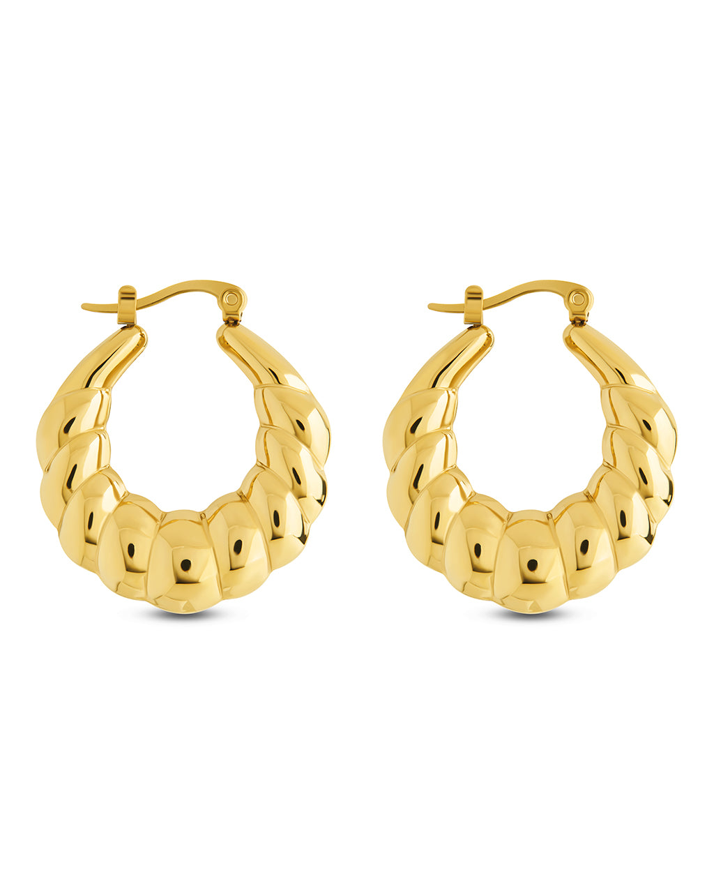 Piper Twisted Polished Hoop Earrings for Women - 14K Gold Plated Stainless Steel Dangle Earrings - Perfect for Parties, Weddings & Everyday Wear