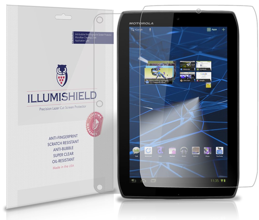 iLLumiShield HD Clear Screen Protector for Motorola Droid XYBOARD 8.2 (2-Pack) - Anti-Bubble, Anti-Fingerprint PET Film - Front & Back Protection for Tablet, Work & Travel Use