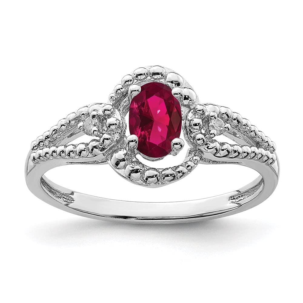 0.49ct Oval Cut Ruby & Diamond Engagement Ring for Women - 14K White Gold Wedding Band, Promise Ring, Anniversary Gift - Perfect for Proposals, Valentine's Day & Special Occasions