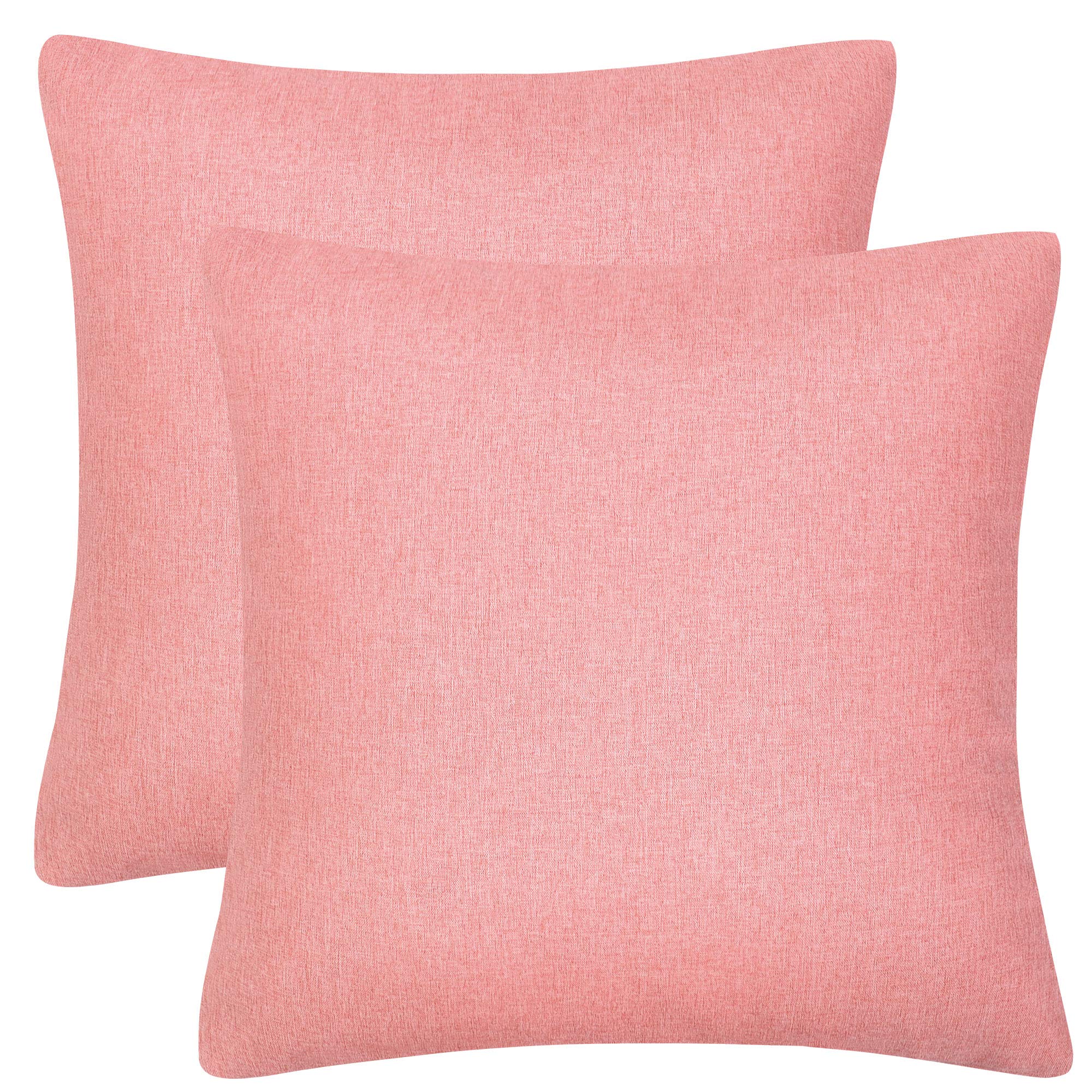 PiccoCasa 2 Pack Waterproof Decorative Throw Pillow Covers 18x18 Inch - Soft Cushion Covers for Sofa, Bed, Couch, Car Seat - Indoor & Outdoor Use in Living Room, Garden, Patio, Tent (Pink)