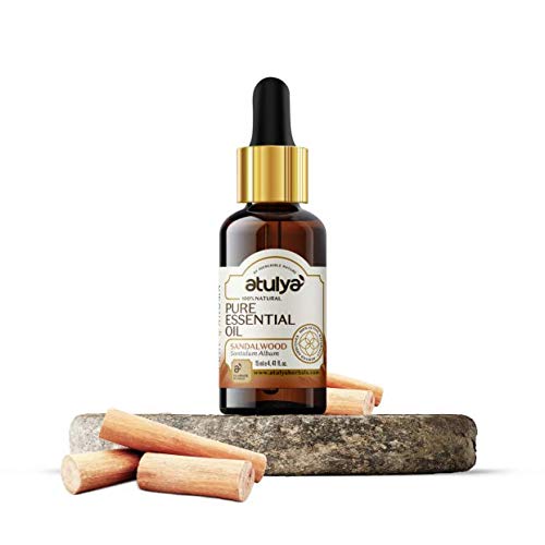 Atulya Pure Sandalwood Essential Oil for Acne & Pimples - 100% Natural Skin Care Oil for All Skin Types (15ml) | Aromatherapy, Massage & DIY Beauty