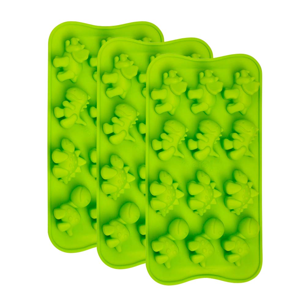 Webake Dinosaur Silicone Candy Molds 3-Pack - Reusable Chocolate, Gummy, Jello, Fondant, Ice Cube & Resin Molds for Baking, Candy Making, DIY Crafts & Party Decorations