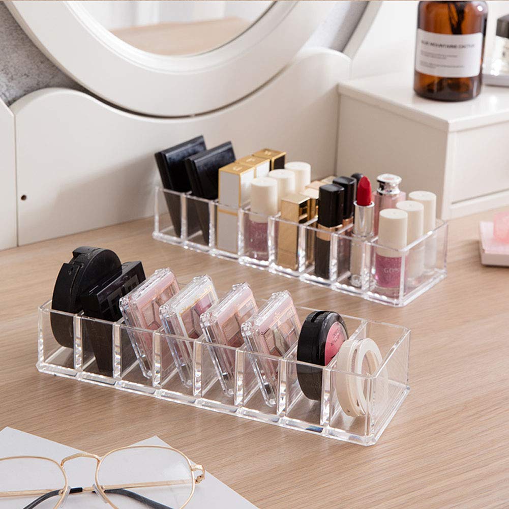 Weiai Clear Acrylic Makeup Organizer - 8 Slot Cosmetic Storage for Blush, Highlighter & Eyeshadow | Perfect for Vanity, Bathroom & Travel Makeup Organization
