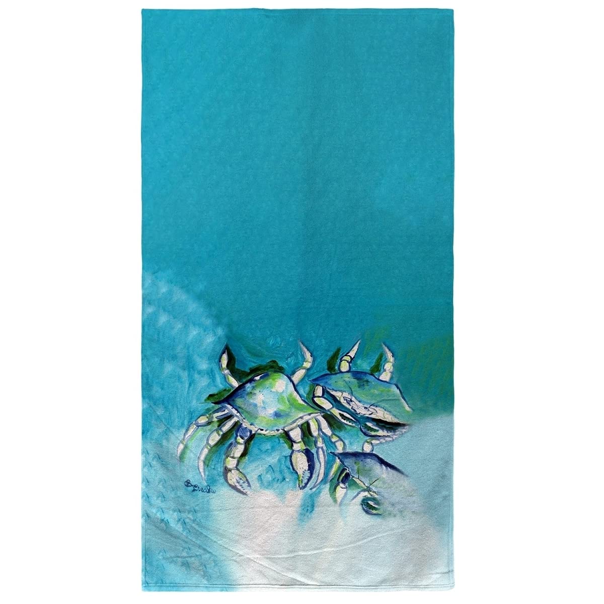 Betsy Drake White Crabs II Beach Towel - Large Soft Absorbent Sandproof Quick-Dry Towel for Beach, Pool, Picnic & Outdoor Activities