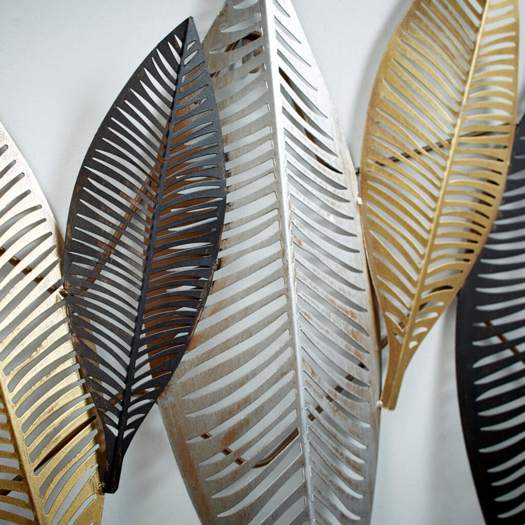 Cyan Design 11043 Leaflet Wall Decor - Gold, Noir, Silver | Modern Metal Leaf Wall Art for Living Room, Bedroom & Office Decor