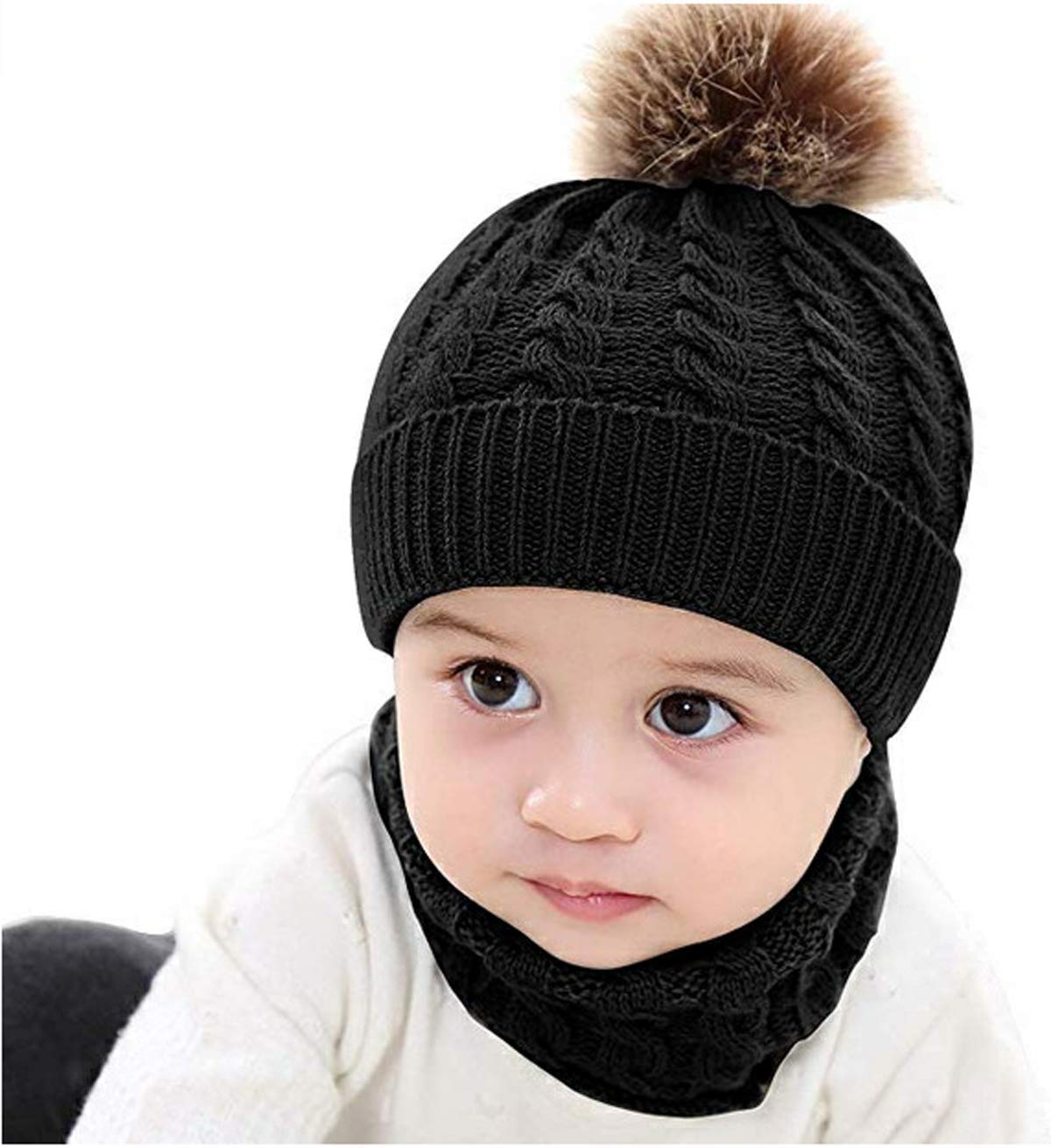 Winter Baby Wool Hat for Girls - Thick Warm Dome Hat with Pom Pom - Korean Fashion Big Bonnet Style - Perfect for Cold Weather & Outdoor Activities