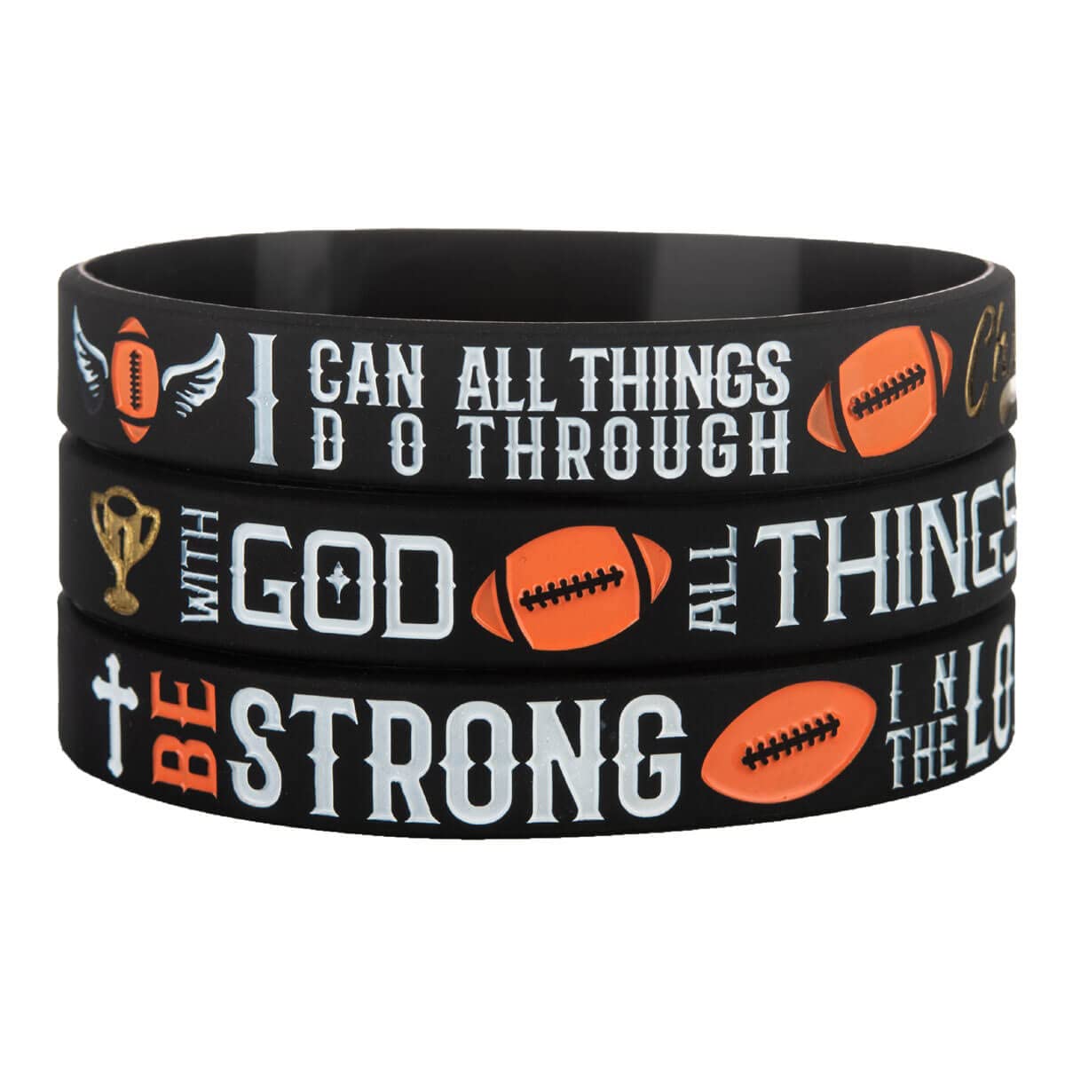 Faith Football Bible Bracelets - Inspirational Scriptures Wristbands for Sports & Gifts | Men & Women