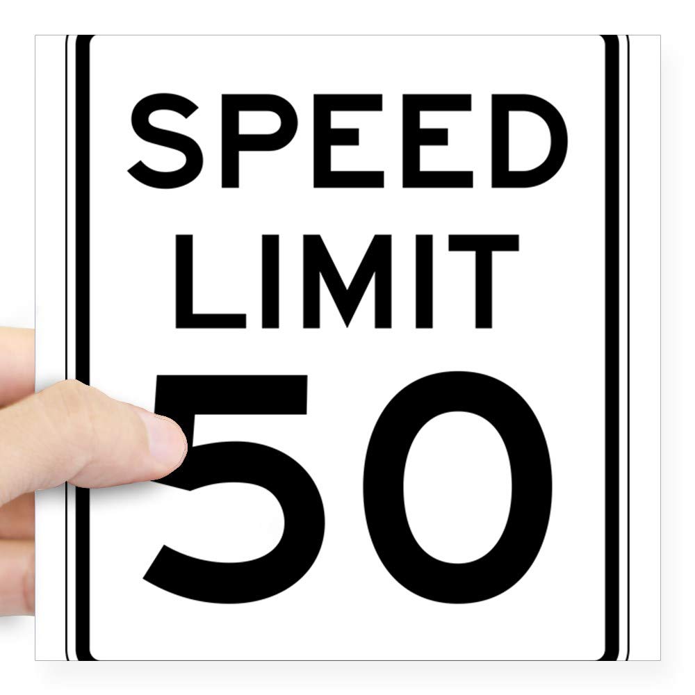 Speed Limit 50 Sticker - Durable Square Bumper Decal for Cars, Trucks & Windows - Waterproof Vinyl Car Sticker for Outdoor Use - Perfect for Personalizing Vehicles, Laptops & Coolers