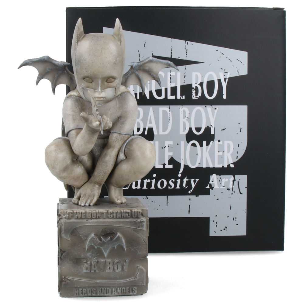 Angel Boy Bat Boy Marble Statue - Gothic Home Decor for Halloween & Dark Aesthetic Lovers - Perfect for Shelf Displays, Altars & Gothic Interiors