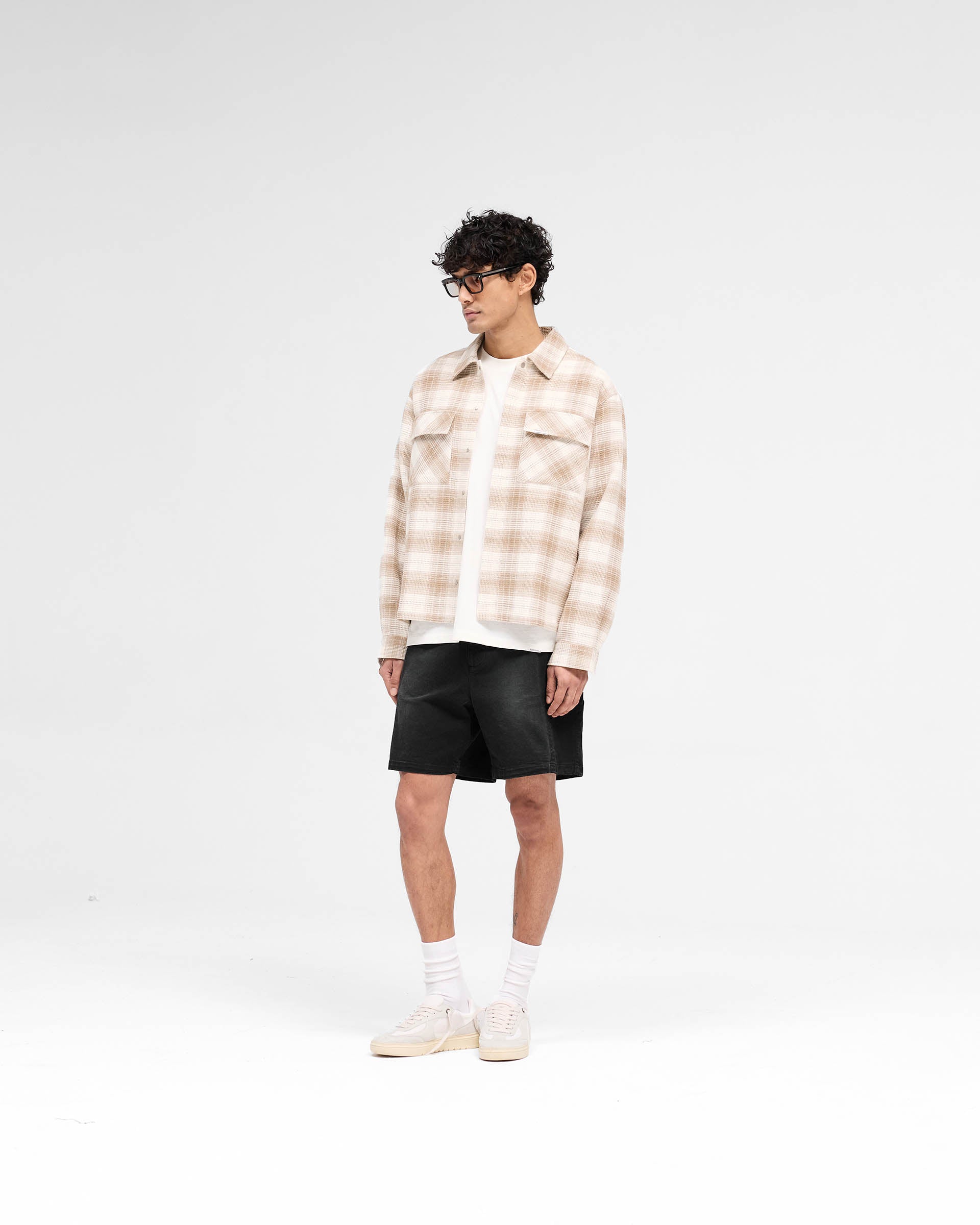 Waffle Flannel Shirt for Men - Mid Brown Plaid Long Sleeve Button Down Shirt | Cozy Fall & Winter Layering, Outdoor Camping, Casual Workwear