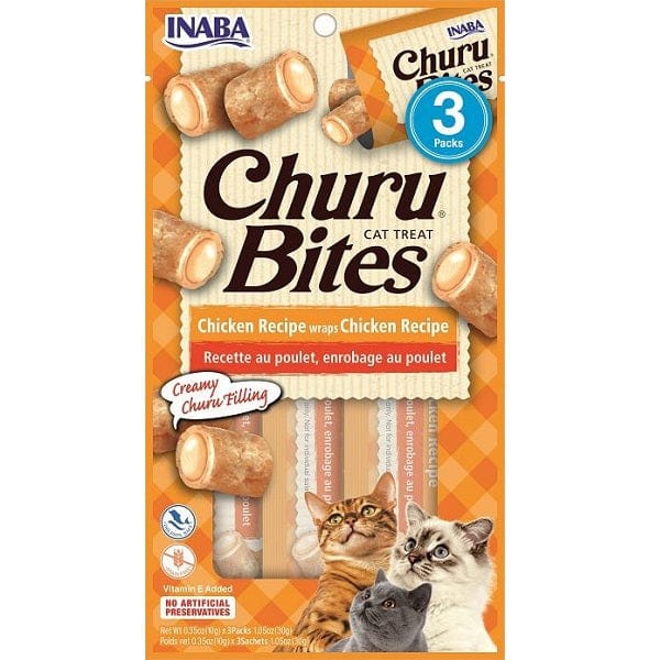 Inaba Churu Bites Chicken Recipe Creamy Purée Cat Treats - Grain-Free Soft Cat Snacks for Indoor Cats, Kittens & Senior Cats - Perfect for Training, Bonding & Hydration Boost