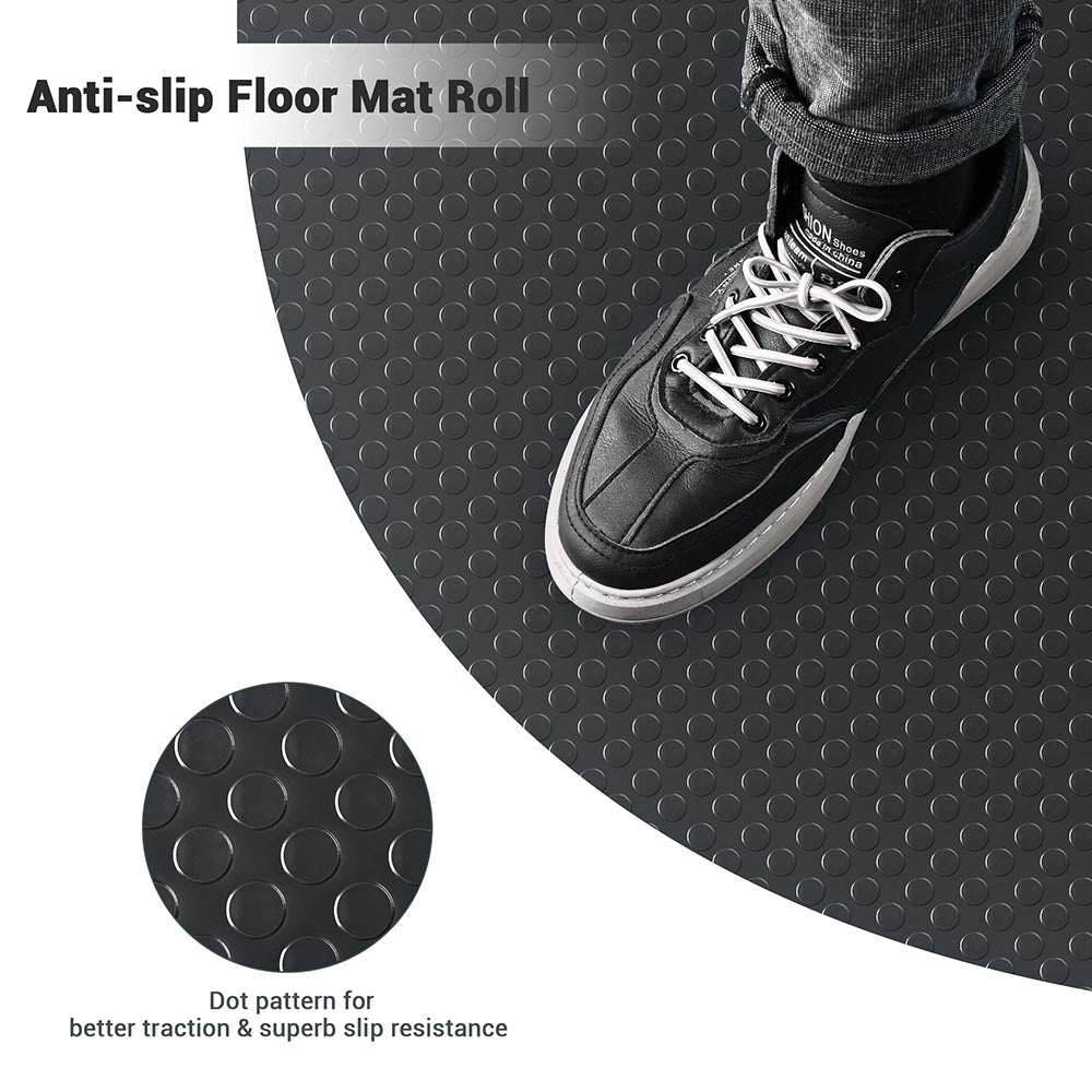 TheLAShop Heavy Duty Garage Flooring Mat - 6.5x19.5 ft Coin Pattern Vinyl Floor Tiles for Garage, Workshop & Basement - Durable, Easy to Clean & Slip-Resistant