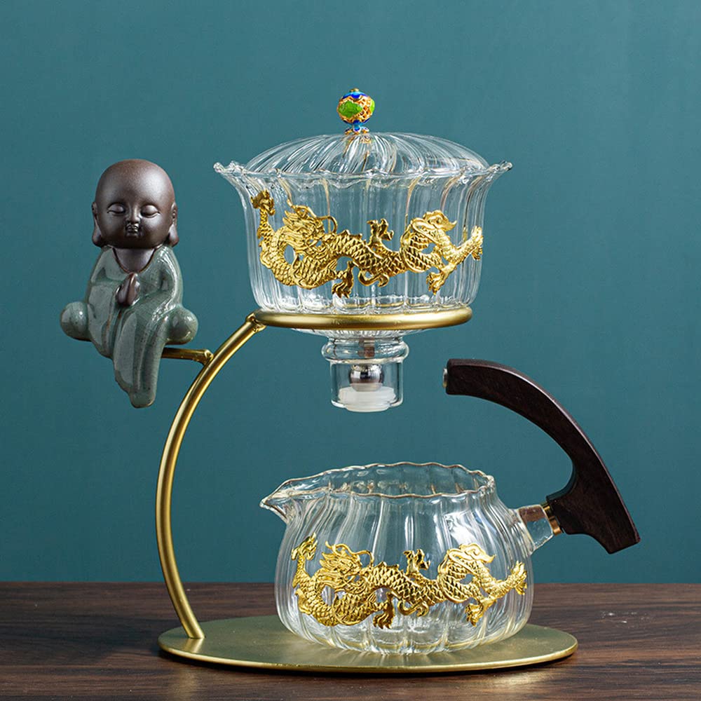 Premium Glass Automatic Tea Maker Set - Magnetic Gaiwan & Kung Fu Tea Cup for Lazy Brewing | Perfect for Home, Office & Relaxation