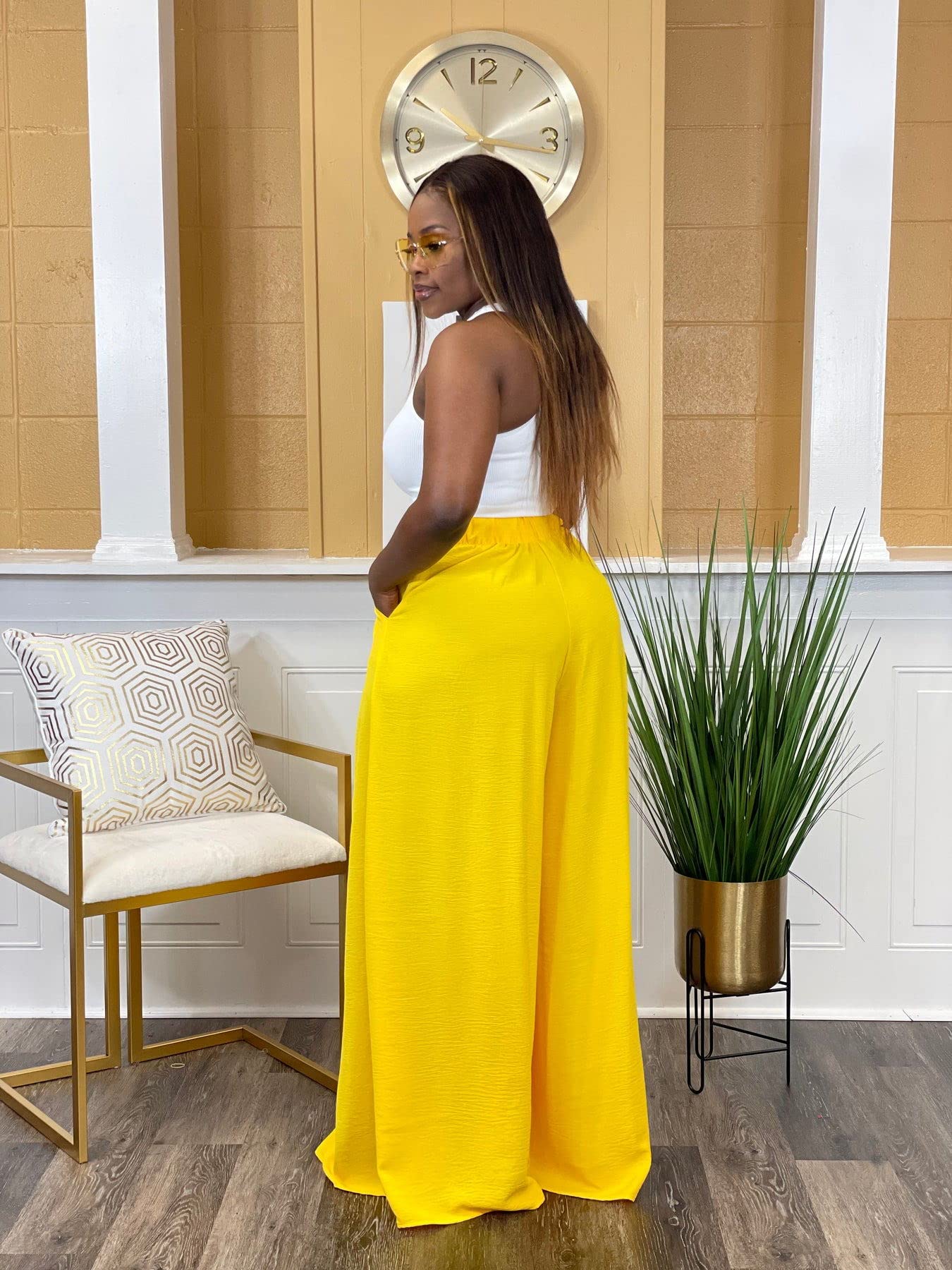 **Women's High Waisted Flowy Palazzo Pants – Casual Wide Leg Trousers with Pockets – Plus Size Comfort – Perfect for Lounge, Work & Travel**