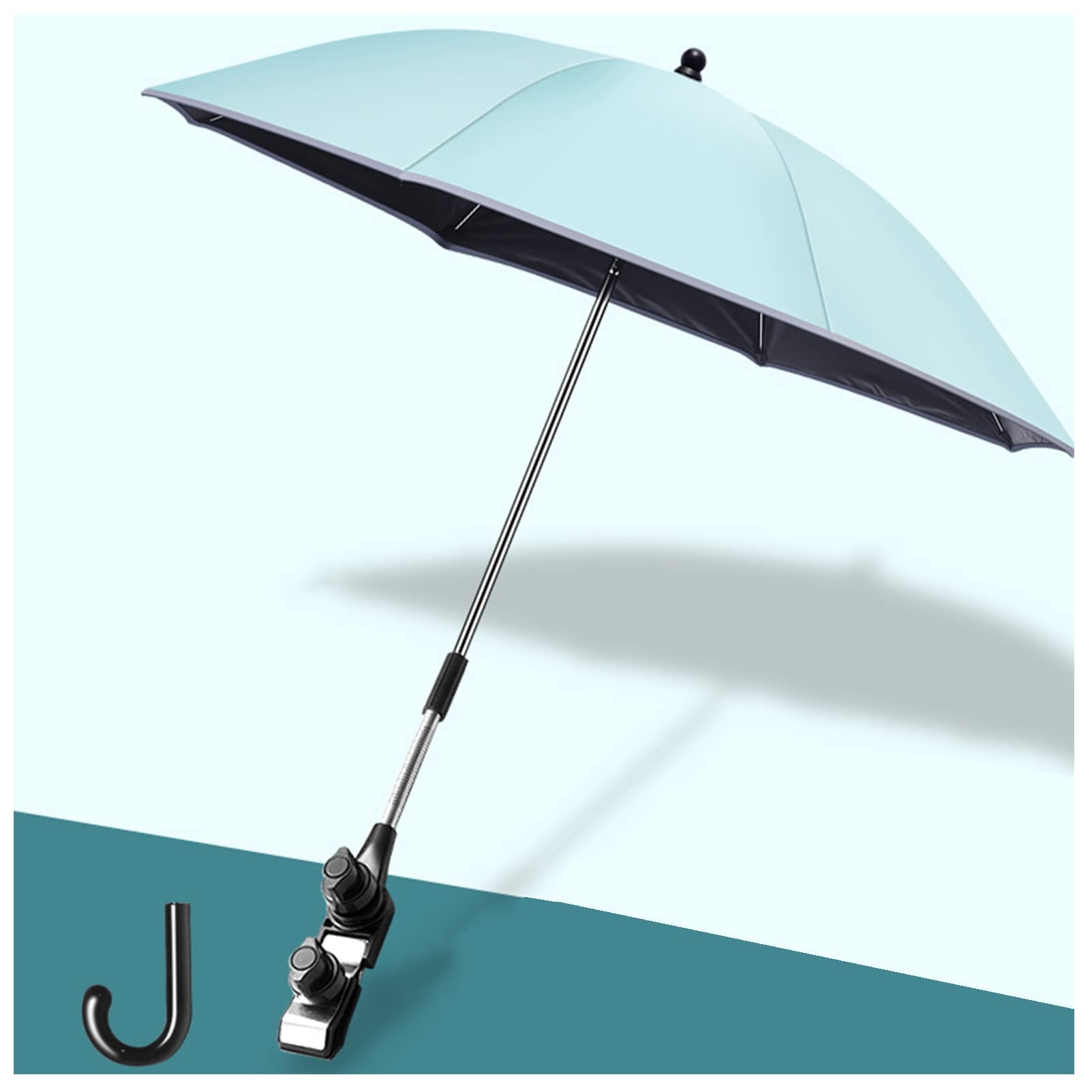 Universal Pram Parasol - 85cm Baby Stroller Umbrella with 50+ UV Protection & Adjustable Clamp for Prams, Strollers, Pushchairs, Buggies - Green - Perfect for Outdoor Walks, Park Visits, and Beach Trips