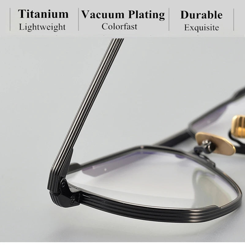 Stylish Unisex Black Titanium Oval Full Rim Double Bridge Eyeglasses - Jr39 - Perfect for Reading, Work & Fashion Accessories