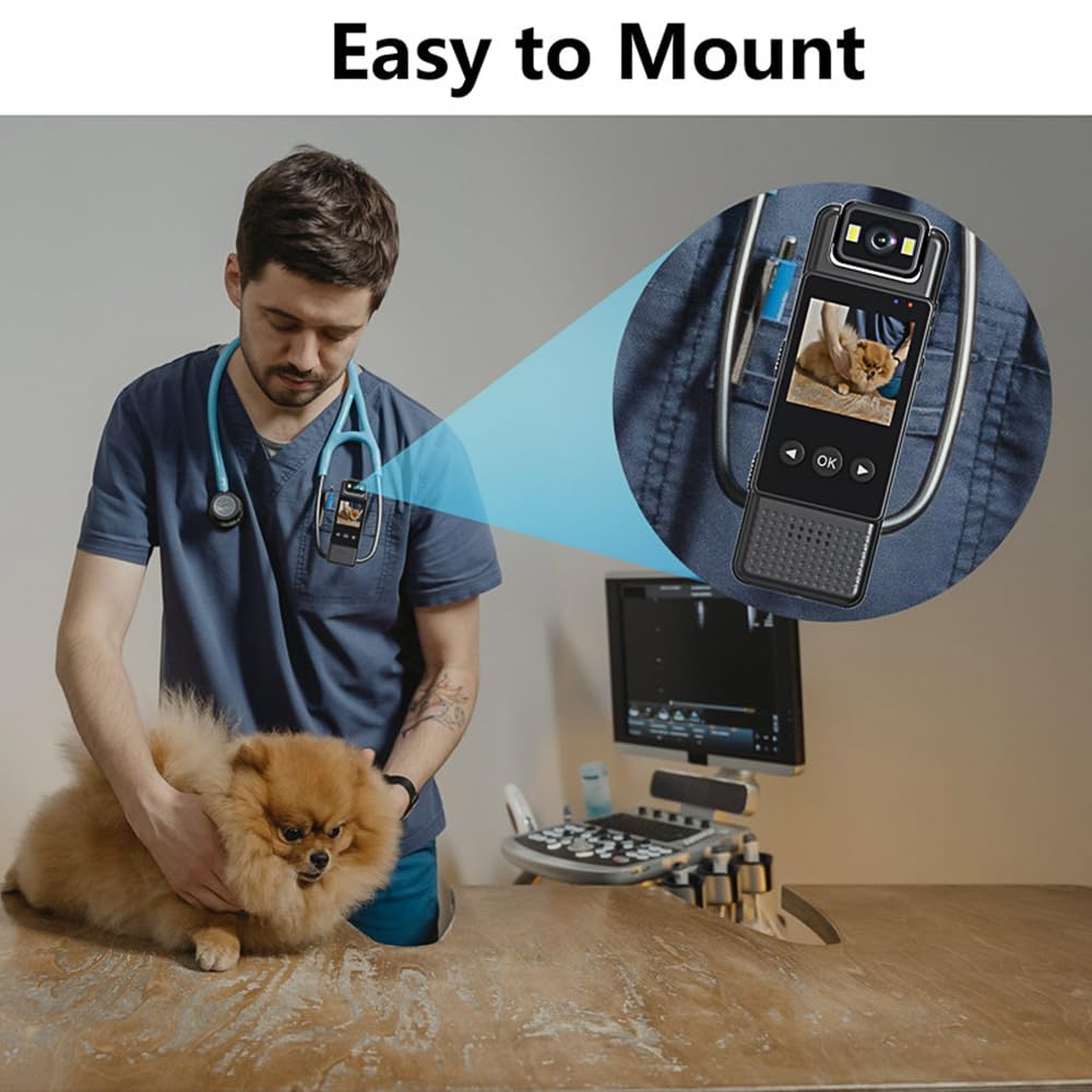 1080P WiFi Body Camera with Audio & Video Recording, Wearable Mini Clip-on Camcorder, 180° Rotatable Lens, Night Vision & Motion Detection - Ideal for Law Enforcement, Security Guards, Outdoor Adventures & Travel Vlogging
