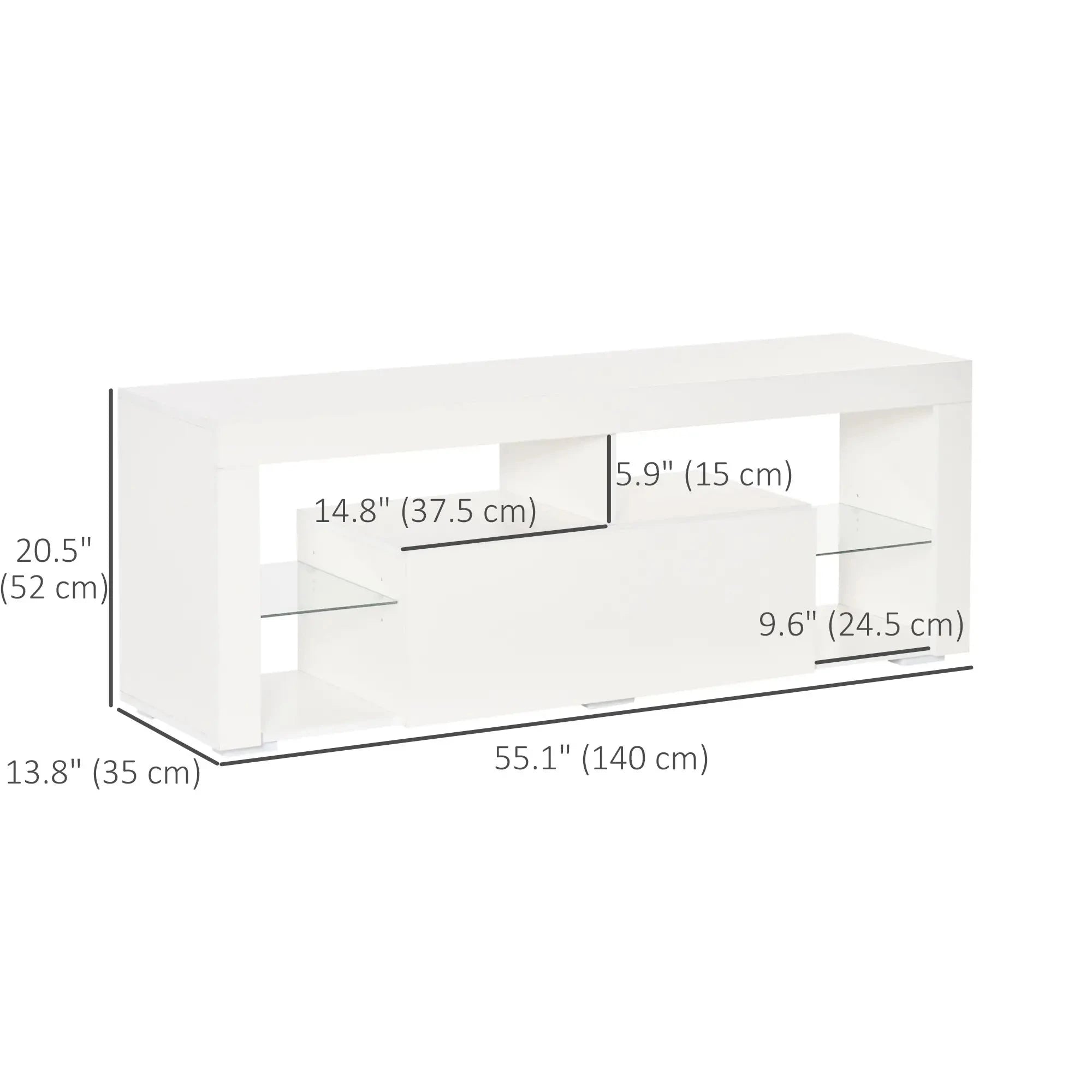 Modern TV Stand with LED Lights & Storage Shelves - 4 Color Options for Living Room, Bedroom & Home Theater Setup