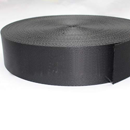 1.5 Inch Wide Black Nylon Webbing Strap - 10 Yards Roll for DIY Projects, Luggage Straps, Dog Leashes, Outdoor Gear & Furniture Repair - Perfect for Camping, Hiking, Home Improvement and Crafting