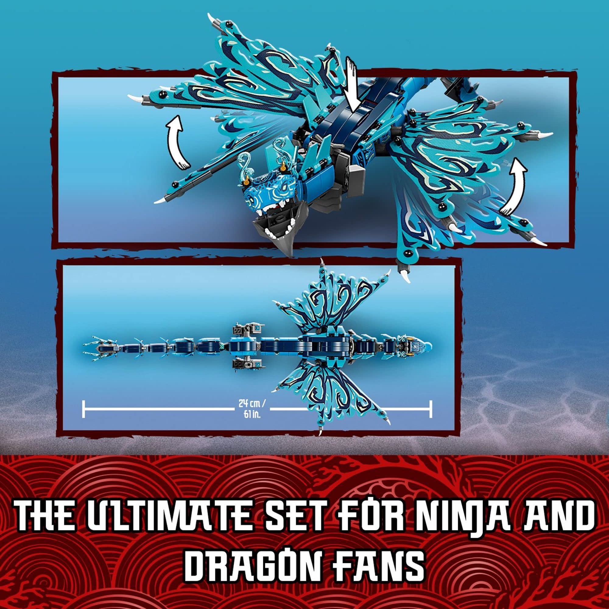 LEGO NINJAGO Water Dragon Building Set 71754 - 5 Minifigures with Weapons, Creative Construction Toy for Kids Ages 9+ | Perfect Ninja Gift for Boys & Girls | Birthday, Christmas & Playtime Adventure Scenes