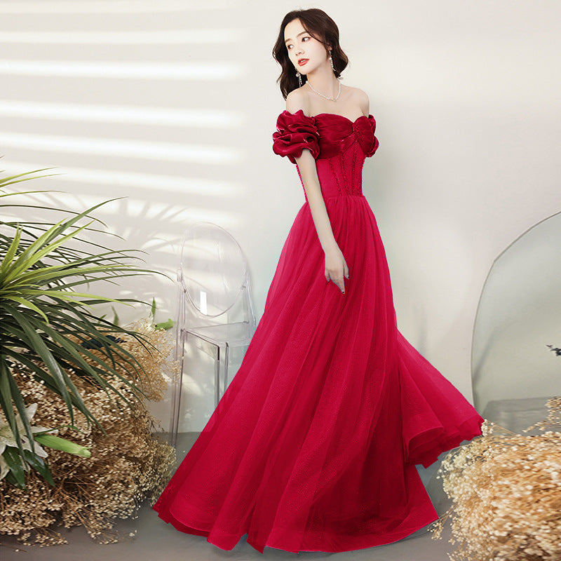Elegant Off Shoulder Blue A-Line Prom Dress with Tulle Skirt - Formal Evening Gown for Homecoming, Wedding & Special Occasions