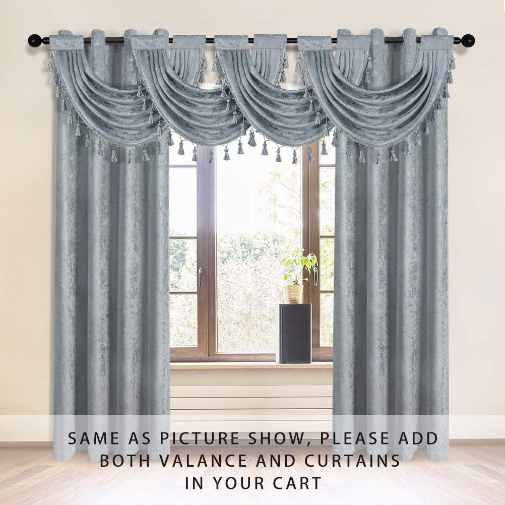 ELKCA Silver Grey Chenille Curtains - Blackout Thermal Insulated Grommet Top Window Drapes for Bedroom & Living Room (52