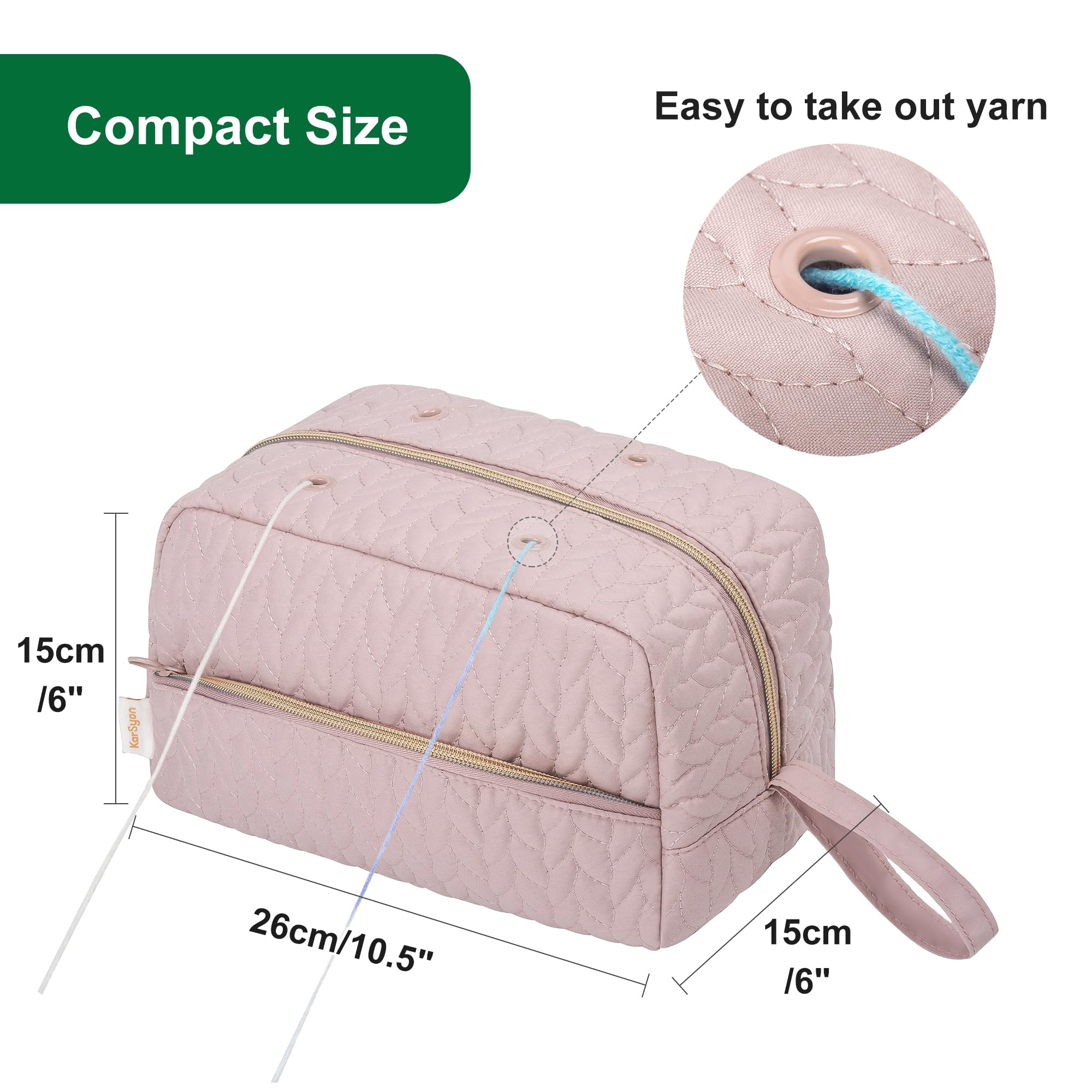 Crochet Bag for Yarn Storage - Knitting Organizer with Pockets - Crochet Hook Case - Perfect Gift for Crafters (Pink) | Great for Knitting Projects, Crocheting Accessories & Craft Storage